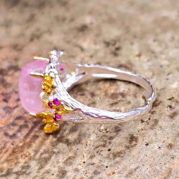 Nature Pink Morganite Stone Adjustable Ring - Picture 4 of 8